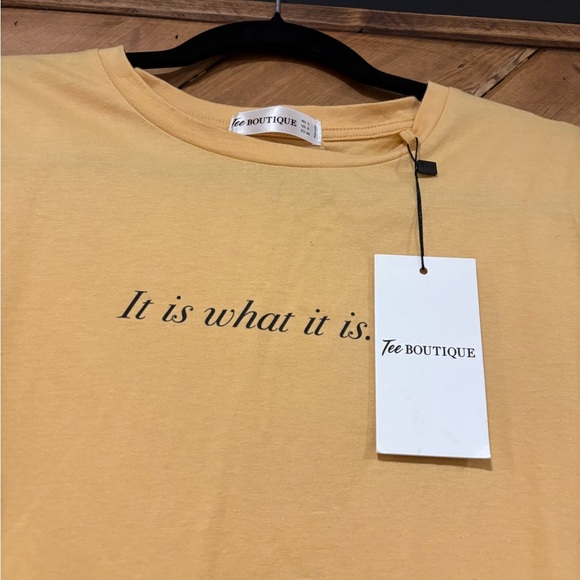 NWT Ally Fashion Butter Yellow Short Sleeve Tee “It is what it is” - Picture 2 of 4